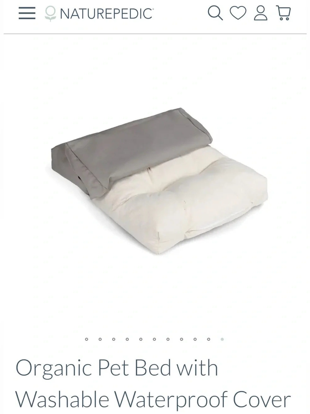Naturepedic Organic MEDIUM Pet Bed with waterproof cover 30 inch NEW